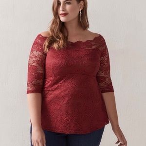 LOVE & LEGEND PENNINGTONS off shoulder scalloped Lace Blouse women’s size 0X NWT